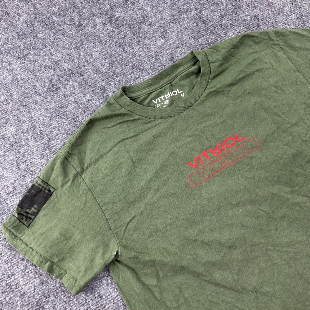 Vitriol Graphic T-Shirt Small Olive Green Deciphering The Past Men's